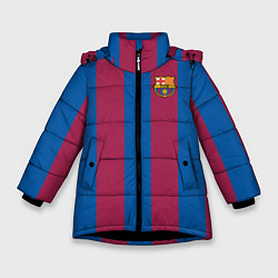Куртка зимняя для девочки FC Barcelona 2021, цвет: 3D-черный
