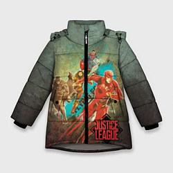 Куртка зимняя для девочки Лига справедливости, цвет: 3D-светло-серый