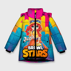 Куртка зимняя для девочки Jessie Brawl Stars anime style, цвет: 3D-черный