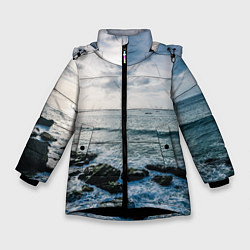 Куртка зимняя для девочки Море, цвет: 3D-черный
