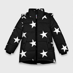 Куртка зимняя для девочки Звёзды, цвет: 3D-черный