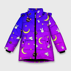 Куртка зимняя для девочки СЭЙЛОР МУН, цвет: 3D-черный