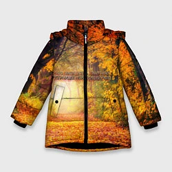 Куртка зимняя для девочки Что такое осень - это небо, цвет: 3D-черный