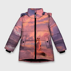 Куртка зимняя для девочки Лиса и небеса 2, цвет: 3D-черный