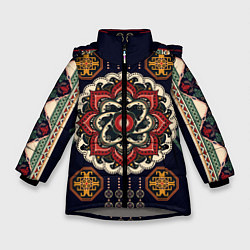 Куртка зимняя для девочки Восточные узоры, цвет: 3D-светло-серый
