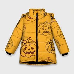 Куртка зимняя для девочки Тыквы, цвет: 3D-черный