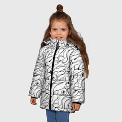 Куртка зимняя для девочки Черно-белые узоры, цвет: 3D-светло-серый — фото 2