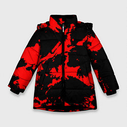 Куртка зимняя для девочки Красный на черном, цвет: 3D-черный