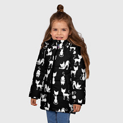 Куртка зимняя для девочки КОШКИ БЕЛОЕ НА ЧЕРНОМ, цвет: 3D-черный — фото 2