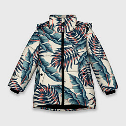 Куртка зимняя для девочки Тихие тропики, цвет: 3D-черный