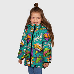 Куртка зимняя для девочки Pop art comics, цвет: 3D-черный — фото 2