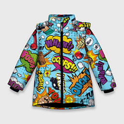 Куртка зимняя для девочки Pop art comics, цвет: 3D-черный