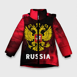 Куртка зимняя для девочки RUSSIA РОССИЯ, цвет: 3D-черный
