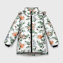 Куртка зимняя для девочки Лесные животные, цвет: 3D-светло-серый