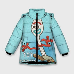 Куртка зимняя для девочки Forky, цвет: 3D-черный