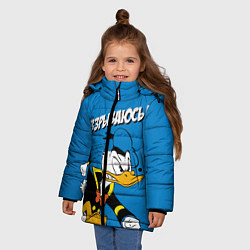 Куртка зимняя для девочки Взрывааюсь!, цвет: 3D-черный — фото 2