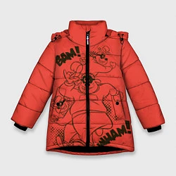 Куртка зимняя для девочки BAM! WHAM!, цвет: 3D-черный