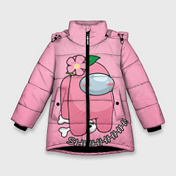 Куртка зимняя для девочки Among Us SHHHHHHH!, цвет: 3D-черный