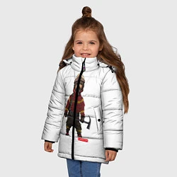 Куртка зимняя для девочки Пожарное Делопожарный,белая, цвет: 3D-черный — фото 2