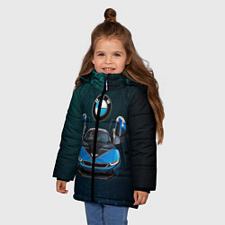 Куртка зимняя для девочки BMW i8 Turbo тюнинговая, цвет: 3D-красный — фото 2