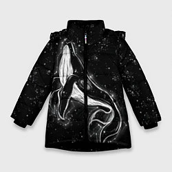 Куртка зимняя для девочки Космический Кит, цвет: 3D-черный