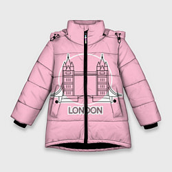 Куртка зимняя для девочки Лондон London Tower bridge, цвет: 3D-черный