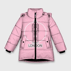 Куртка зимняя для девочки Биг Бен, Лондон, London, цвет: 3D-черный