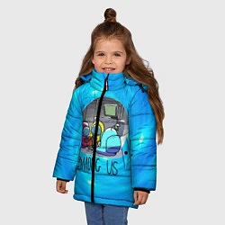 Куртка зимняя для девочки Among Us карты, цвет: 3D-красный — фото 2