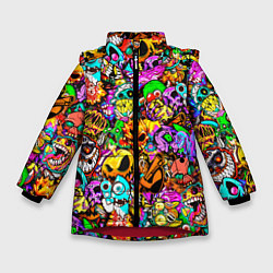 Куртка зимняя для девочки STANDOFF 2 STICKERS, цвет: 3D-красный