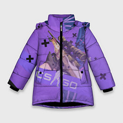 Куртка зимняя для девочки CS GO Dragon lore, цвет: 3D-черный