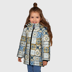 Куртка зимняя для девочки Плитка, орнамент, узор, цвет: 3D-черный — фото 2