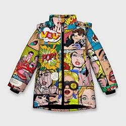 Куртка зимняя для девочки Pop Art, цвет: 3D-черный