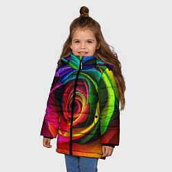 Куртка зимняя для девочки Роза, лепестки, разноцветный,, цвет: 3D-черный — фото 2