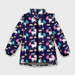 Куртка зимняя для девочки Unicorn pattern, цвет: 3D-светло-серый