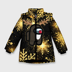 Куртка зимняя для девочки AMONG US НОВОГОДНИЙ, цвет: 3D-черный