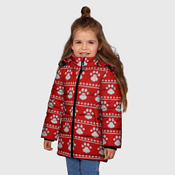 Куртка зимняя для девочки Вязанные лапки, цвет: 3D-красный — фото 2