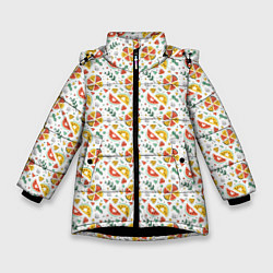 Куртка зимняя для девочки Арбузная пицца, цвет: 3D-черный
