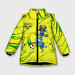 Куртка зимняя для девочки Brawl Stars футбол, цвет: 3D-черный