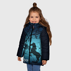 Куртка зимняя для девочки Конь, цвет: 3D-черный — фото 2