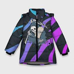 Куртка зимняя для девочки Skate or die art, цвет: 3D-светло-серый