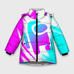 Куртка зимняя для девочки AMONG US - NEON, цвет: 3D-светло-серый