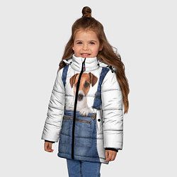 Куртка зимняя для девочки ЩЕНОК В КАРМАШКЕ, цвет: 3D-черный — фото 2