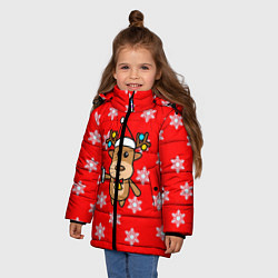 Куртка зимняя для девочки Оленёнок в снежинках, цвет: 3D-черный — фото 2