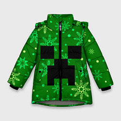 Куртка зимняя для девочки ЗИМНИЙ MINECRAFT, цвет: 3D-светло-серый