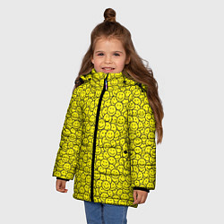 Куртка зимняя для девочки Смайлики, цвет: 3D-светло-серый — фото 2