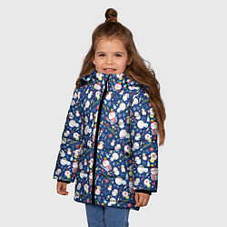 Куртка зимняя для девочки Снеговики, цвет: 3D-черный — фото 2