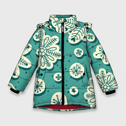 Куртка зимняя для девочки Рисованные Снежинки, цвет: 3D-красный