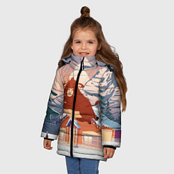 Куртка зимняя для девочки Летящий бык 2021, цвет: 3D-черный — фото 2