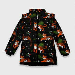 Куртка зимняя для девочки Tigers, цвет: 3D-черный