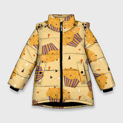 Зимняя куртка для девочки Капкейки на желтом фоне